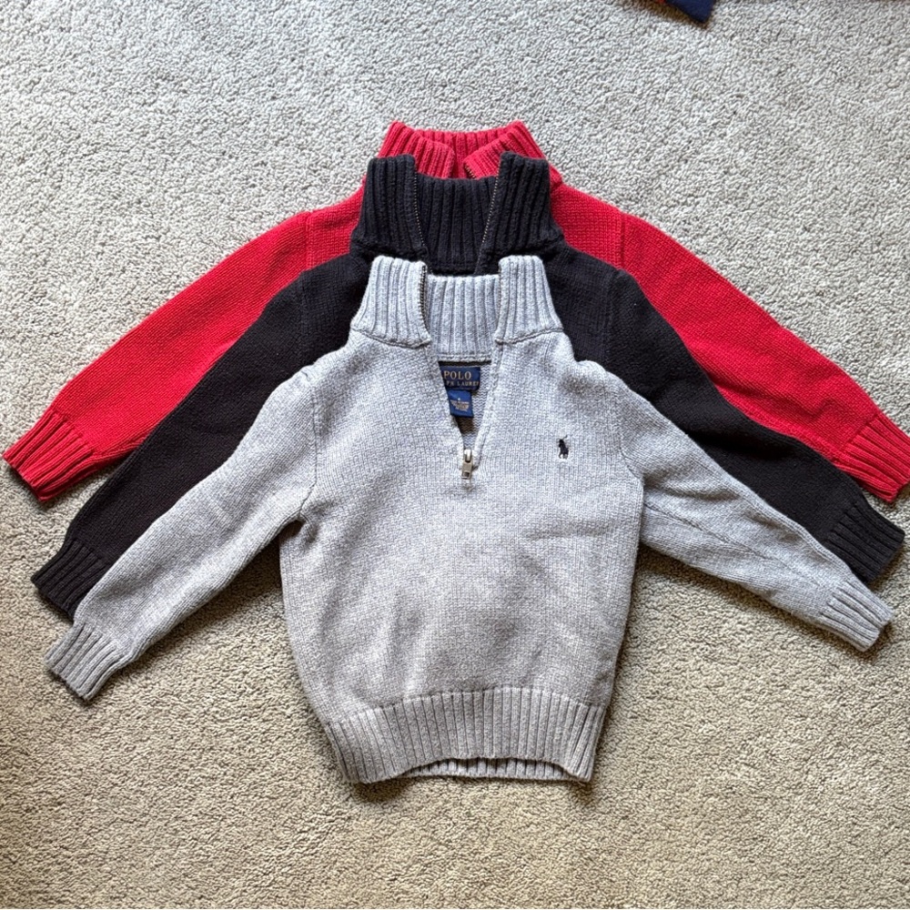 SOLD Polo Ralph Lauren 4/4T Quarter Zip Sweaters Bundle of 3